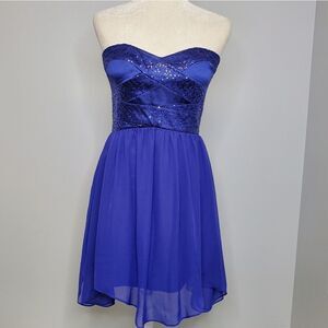 Y2K ADRIANNA PAPELL dress strapless royal blue formal‎ sequin M
